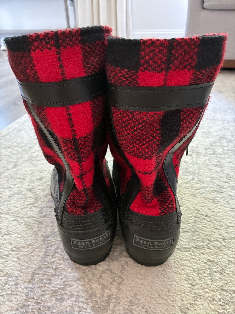 L.L. Bean X Todd Snyder (Limited Edition) Red and Black Plaid Duck Boots - Picture 4 of 6